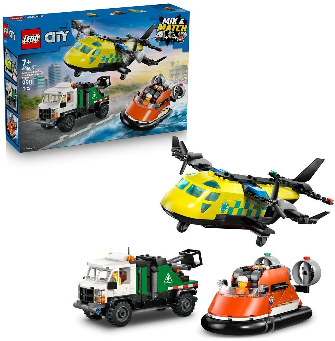 Avion, camion d’assistance et aéroglisseur modulable (60505) Toys Puissance 3